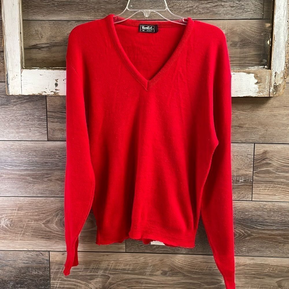 Vintage Vancort Men’s Vneck Pullover Acrylic SweaterSize Medium